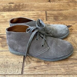 Lucky Brand Emillia Brown Suede Lace Up Ankle Boots Booties Size 7.5